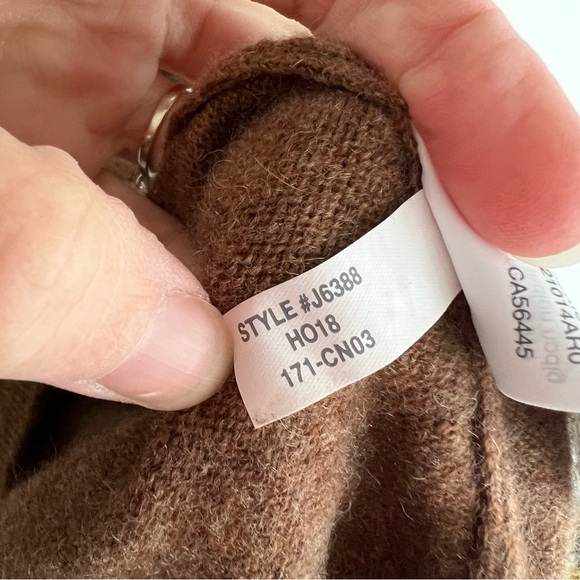 J.Crew 100% Cashmere V-Neck Sweater Soft Classic Luxury Knit Pullover Sz L Brown - Picture 6 of 12